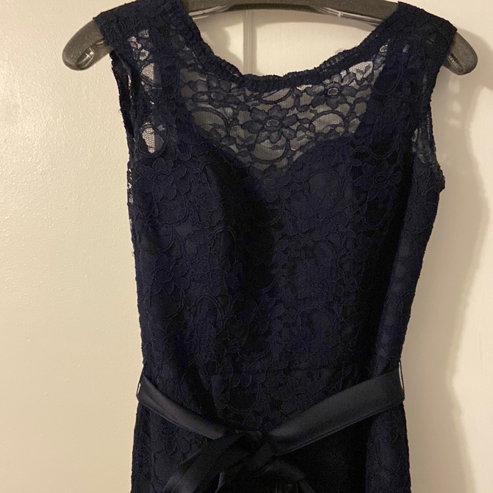 Navy blue lace bridesmaid dress